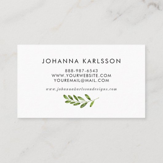 水彩緑葉色枠モダン名刺 名刺 (裏面)