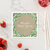 水彩緑葉色素朴Kraft 結婚's スタンダードカクテルナプキン (インサイチュ)