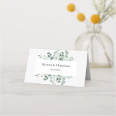 水彩緑葉色結婚の プレイスカード (裏面)