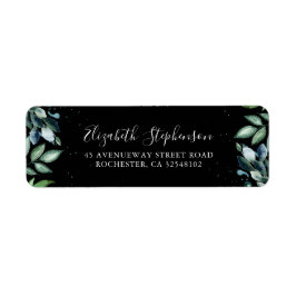 水彩緑葉色結婚の ラベル