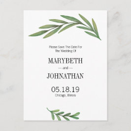 水彩緑葉色葉書を保存 案内ポストカード