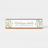 水彩緑葉色（スクリプト名とタイトル） デスクネームプレート (正面)