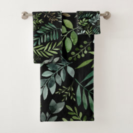 水彩緑葉色 バスタオルセット