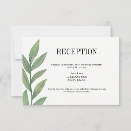 水彩緑葉草の結婚披露宴 招待状 (正面)