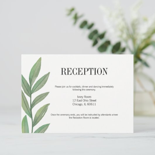 水彩緑葉草の結婚披露宴 招待状 (スタンド正面)