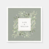 水彩緑葉草緑 スタンダードカクテルナプキン (正面)