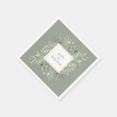 水彩緑葉草緑 スタンダードカクテルナプキン (角)
