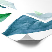 水彩緑葉草葉結婚色 ポスター (角)