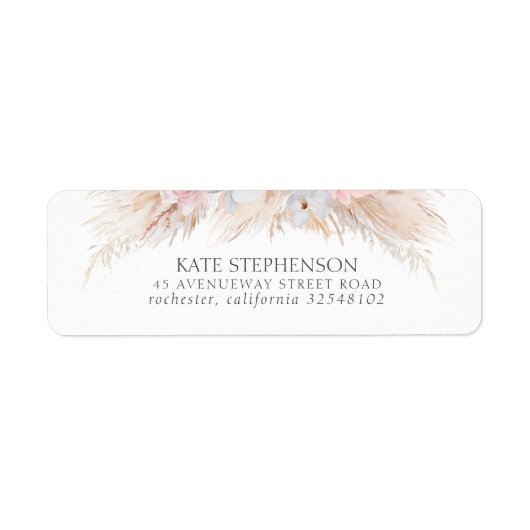 水彩緑豊かなパンパスグラスホワイトラン ラベル (正面)