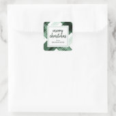 水彩緑豊かなメリークリスマスの名前 スクエアシール (バッグ)