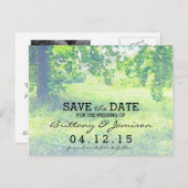 水彩緑豊かな牧草地と木の日付を保存 案内ポストカード (正面/裏面)