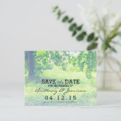 水彩緑豊かな牧草地と木の日付を保存 案内ポストカード (スタンド正面)