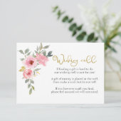 水彩緑豊かな赤面ピンクフローラウィングウェル エンクロージャーカード (スタンド正面)