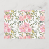 水彩緑豊かな赤面ピンクフローラウィングウェル エンクロージャーカード (裏面)