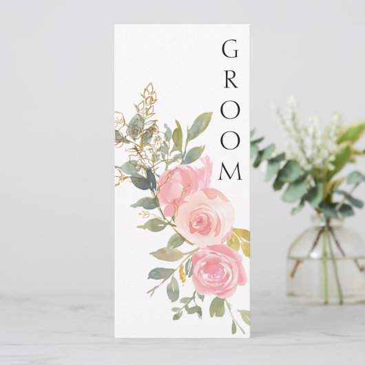 水彩緑豊かな赤面ピンクフローラチェアサイン メニュー (スタンド正面)