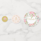 水彩緑豊かな赤面ピンクフローラ結婚ズ コンフェッティ (裏面)