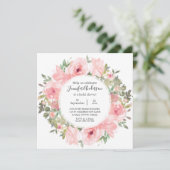 水彩緑豊かな赤面ピンクブライダルシャワー 招待状 (スタンド正面)