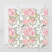 水彩緑豊かな赤面ピンクブライダルシャワー 招待状 (裏面)