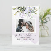 水彩緑赤面ピンクダスティパープル 招待状 (スタンド正面)