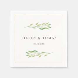 水彩緑離れ色結婚紙ナプキン スタンダードカクテルナプキン