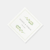 水彩緑離れ色結婚紙ナプキン スタンダードカクテルナプキン (角)