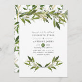 水彩緑青結婚緑 招待状 (正面/裏面)