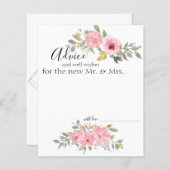 水彩緑青赤面ピンクフローラアドバイスカード (正面/裏面)