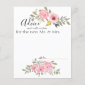 水彩緑青赤面ピンクフローラアドバイスカード (正面)