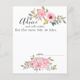 水彩緑青赤面ピンクフローラアドバイスカード