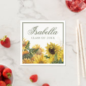 水彩緑黄色ひまわり卒業 スタンダードカクテルナプキン (インサイチュ)