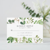 水彩緑 |ウェディングRSVPカード 出欠カード (スタンド正面)