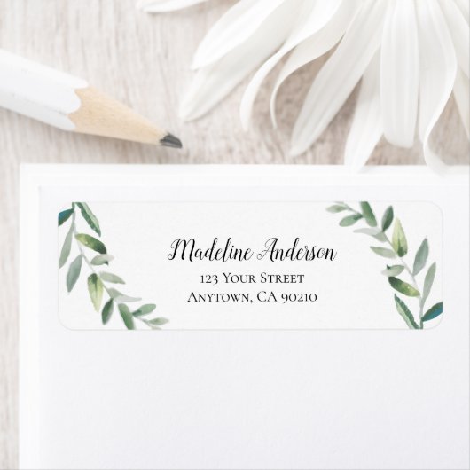 水彩緑 |カスタム差出人住所 ラベル (インサイチュ)