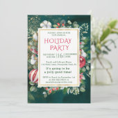水彩緑、クリスマスボーブル、ユーカリ 招待状 (スタンド正面)