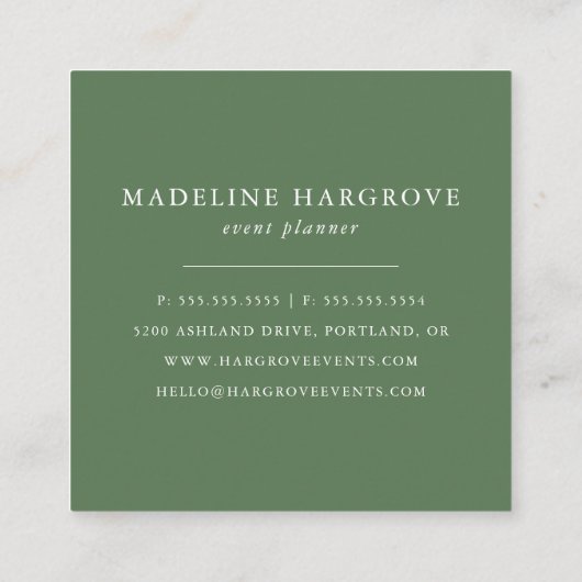 水彩緑 | スクエア名刺 (裏面)