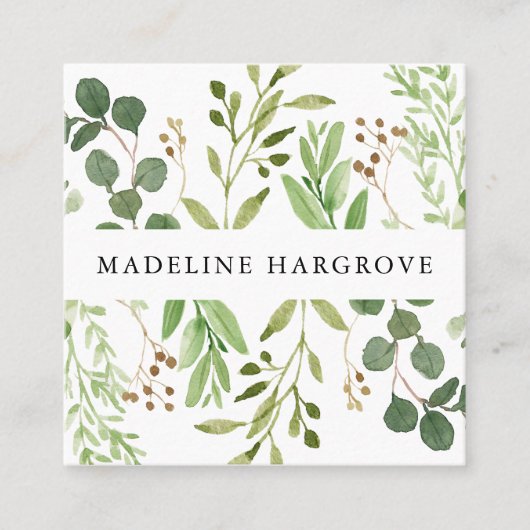 水彩緑 | スクエア名刺 (正面)