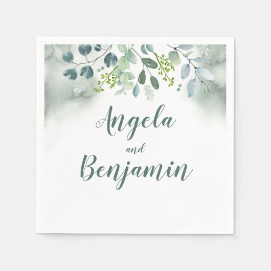 水彩緑 スタンダードカクテルナプキン (正面)