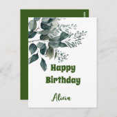 水彩緑 |ハッピーバースデーカード ポストカード (正面/裏面)
