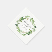 水彩緑 |パーソナライズされた結婚s スタンダードカクテルナプキン (角)