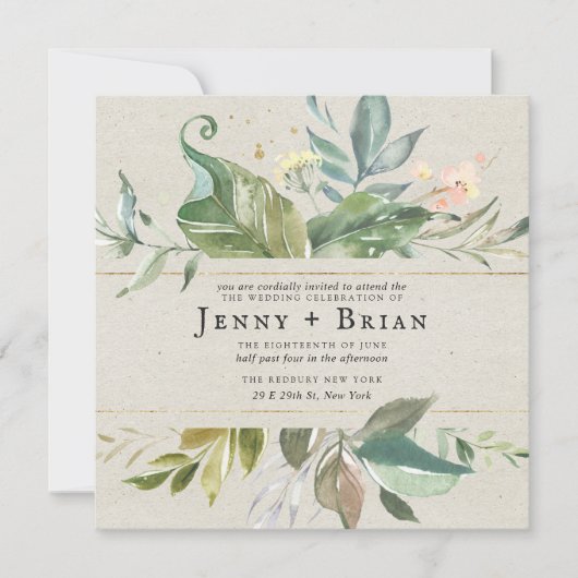 水彩緑 |ピンクフローラスクエア結婚ズ (正面)