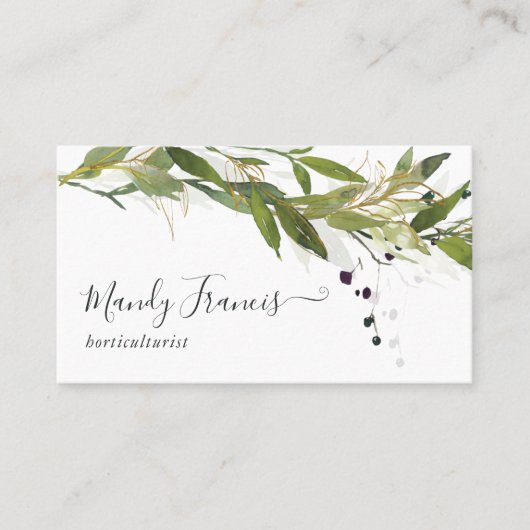 水彩緑 名刺 (正面)