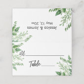 水彩緑、手書きカジュアルタイポグラフィ プレイスカード (外部開封)