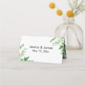 水彩緑、手書きカジュアルタイポグラフィ プレイスカード (裏面)