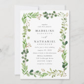 水彩緑|結婚式招待状 招待状 (正面)