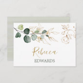 水彩緑、金ゴールドフローラ座席表 エンクロージャーカード (正面/裏面)