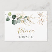 水彩緑、金ゴールドフローラ座席表 エンクロージャーカード (正面)