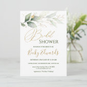水彩緑/金ゴールドブライダルシャワー 招待状 (スタンド正面)