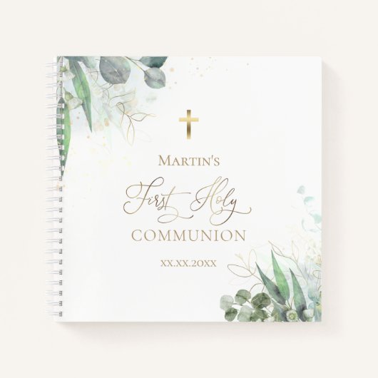 水彩緑 | First Communion Guest Book ノートブック (正面)