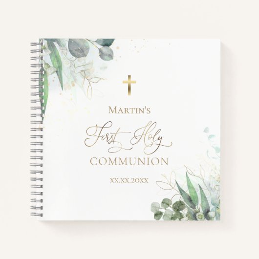 水彩緑 | First Communion Guest Book ノートブック (正面)