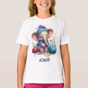 水彩編み物象 Tシャツ