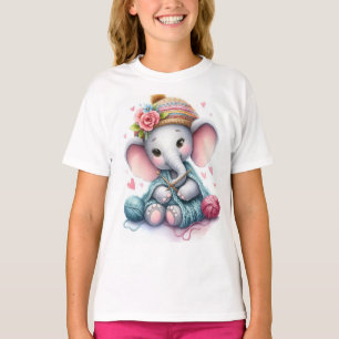 水彩編み物象 Tシャツ